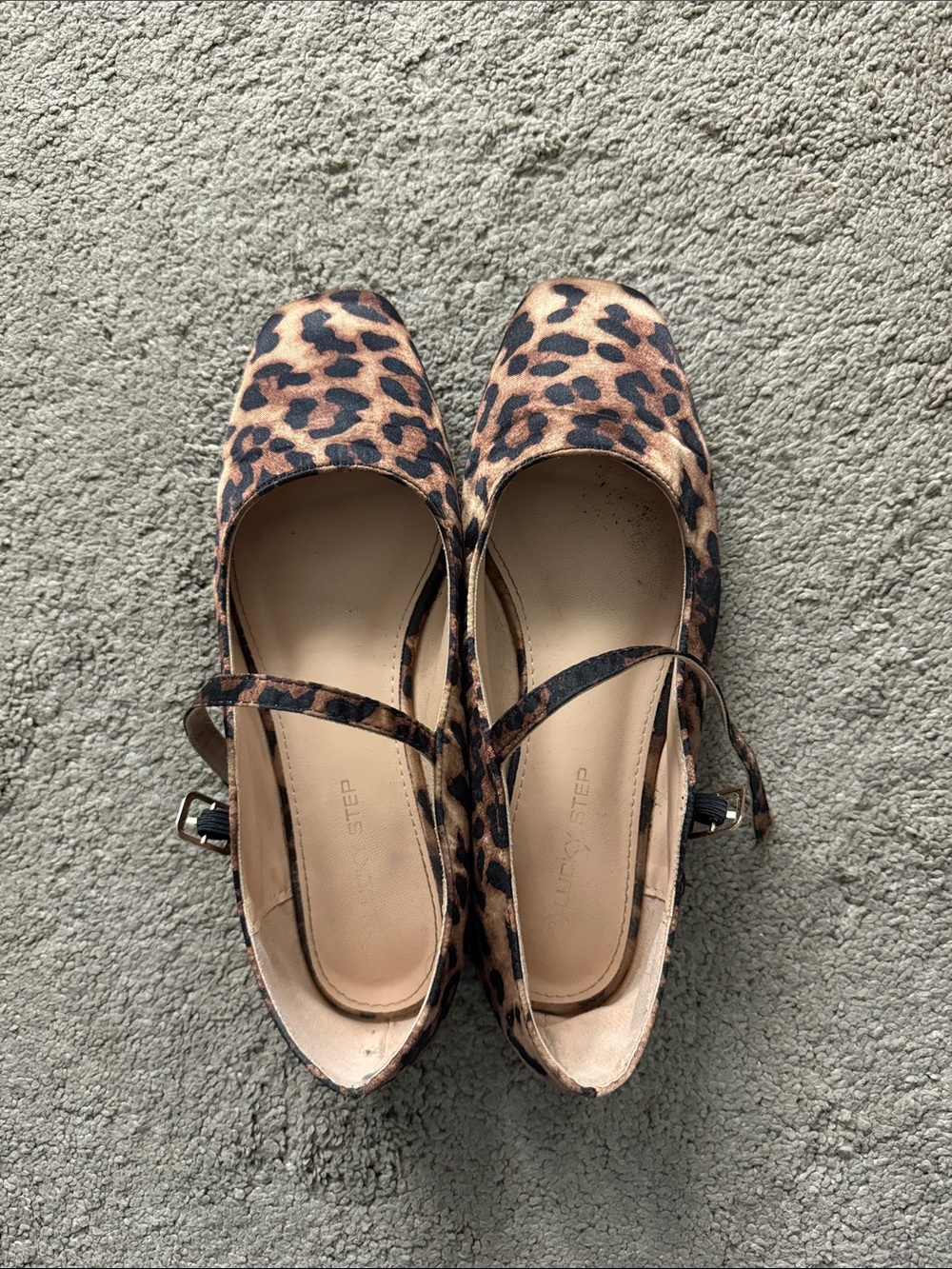 Leopard Mary Jane Flats with Ankle Strap - Leopard Print